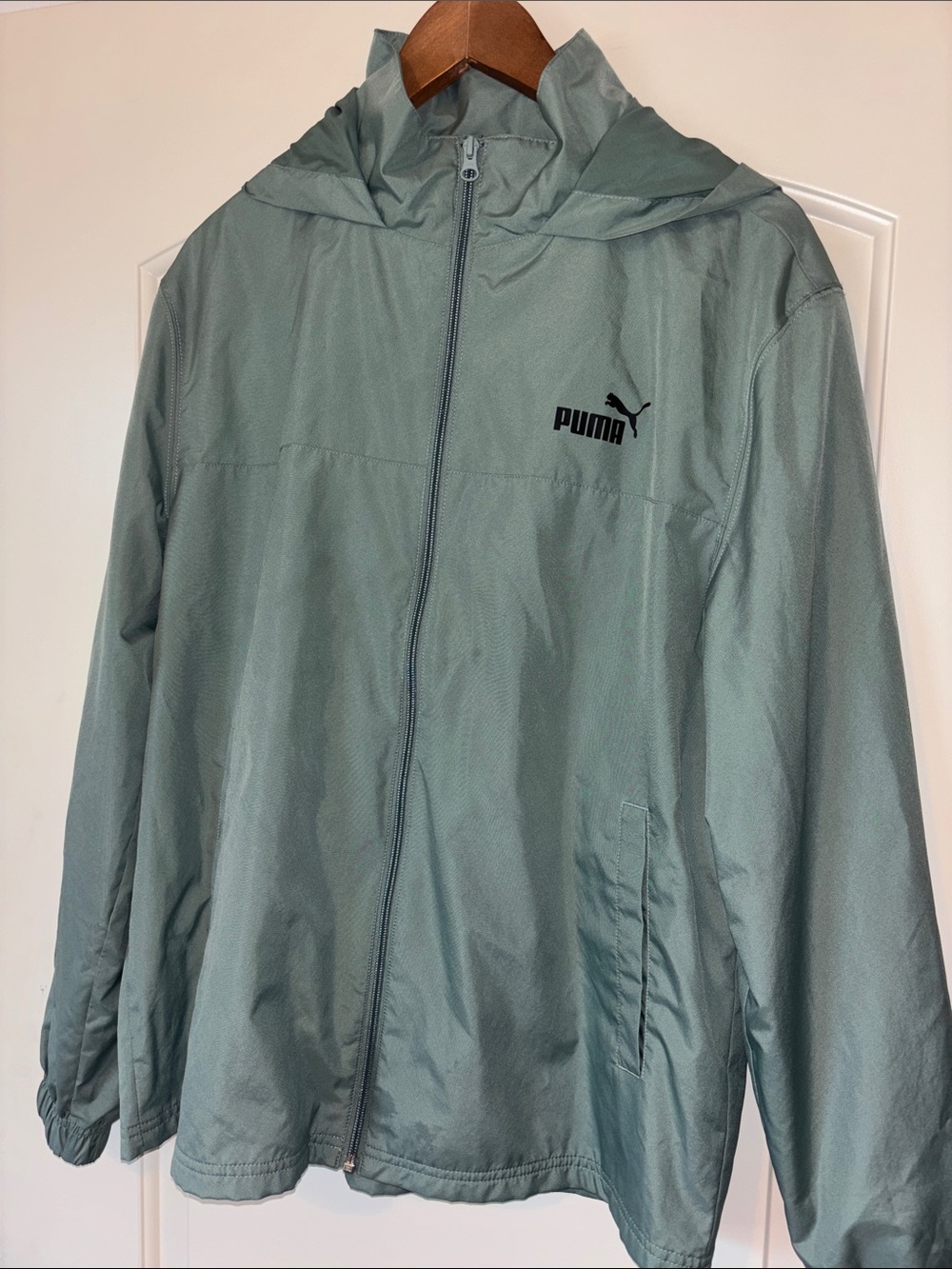 Puma Men's Medium Hooded Windbreaker Jacket in Sage Green